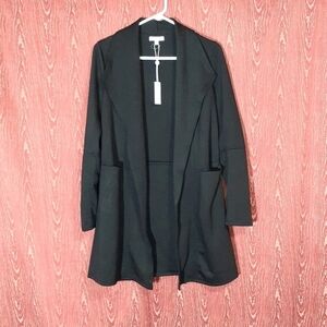 Max Studio Black Open Front Cardigan